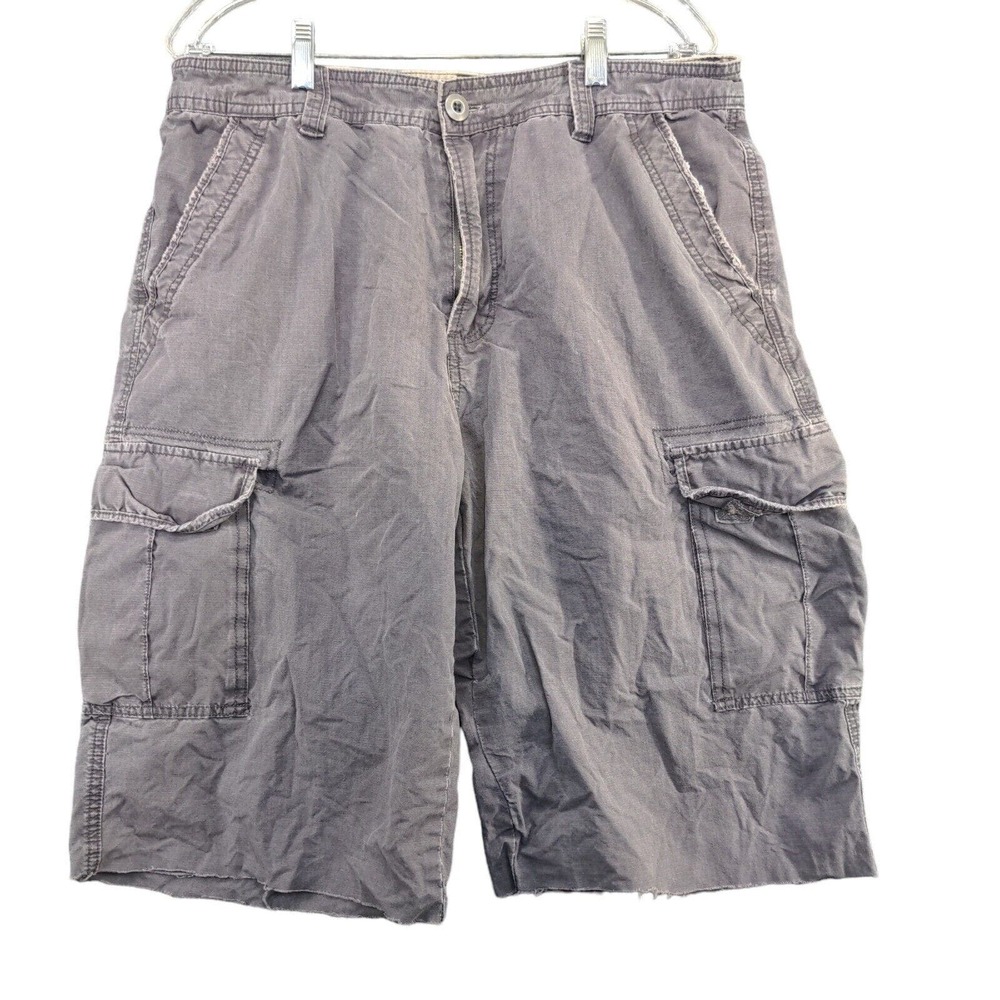 Unbranded Men's Cut Off Cargo Shorts Gray Size 36 100% Cotton Pockets